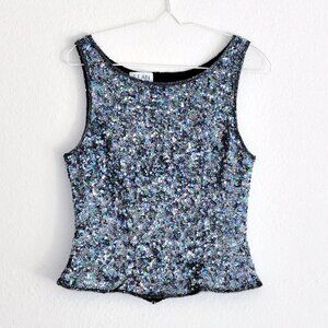 Vintage Sean Collection Silk Sequin Beaded Top